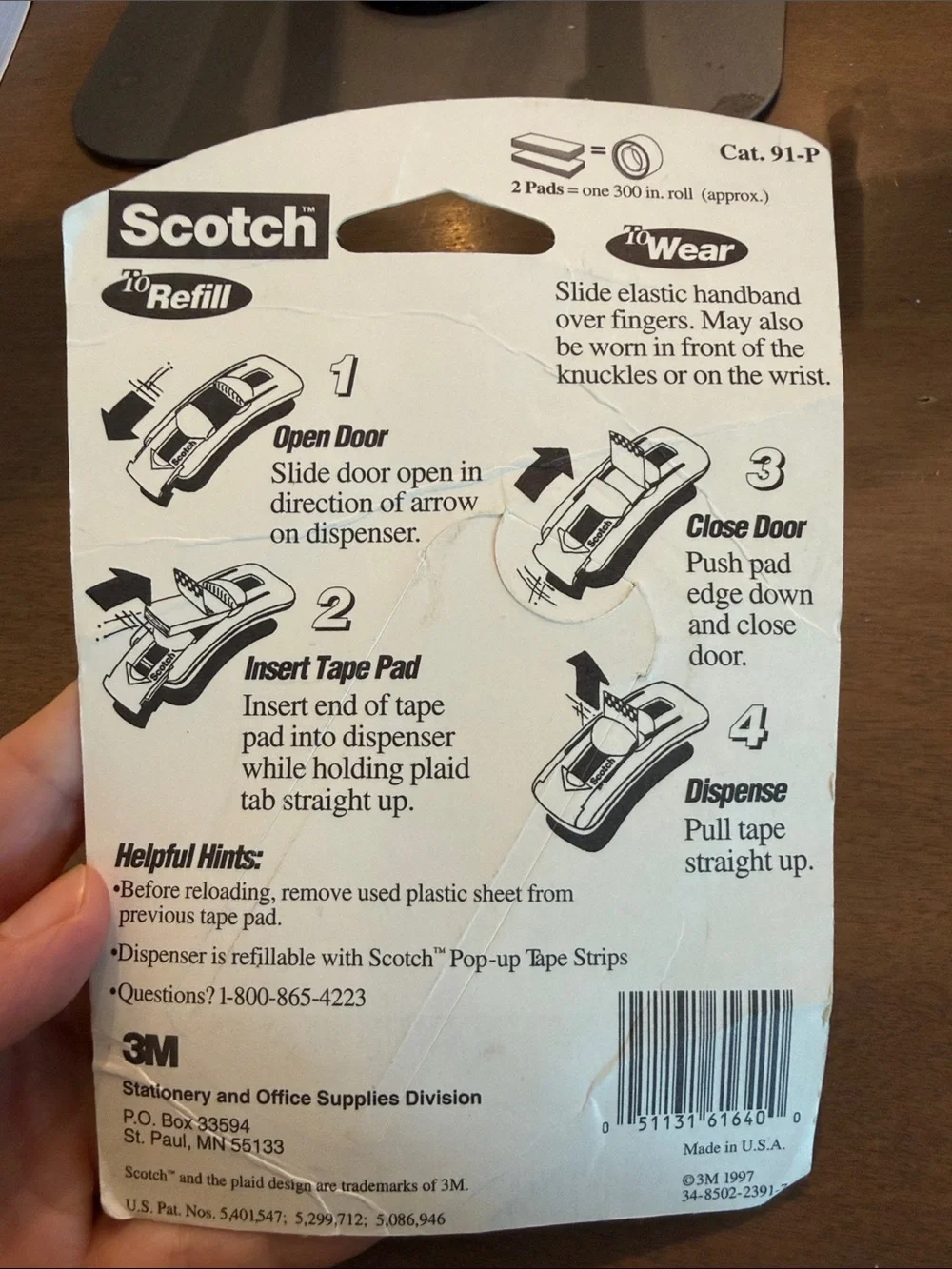 New sealed scotch pop-up tape strip dispenser with two pads
